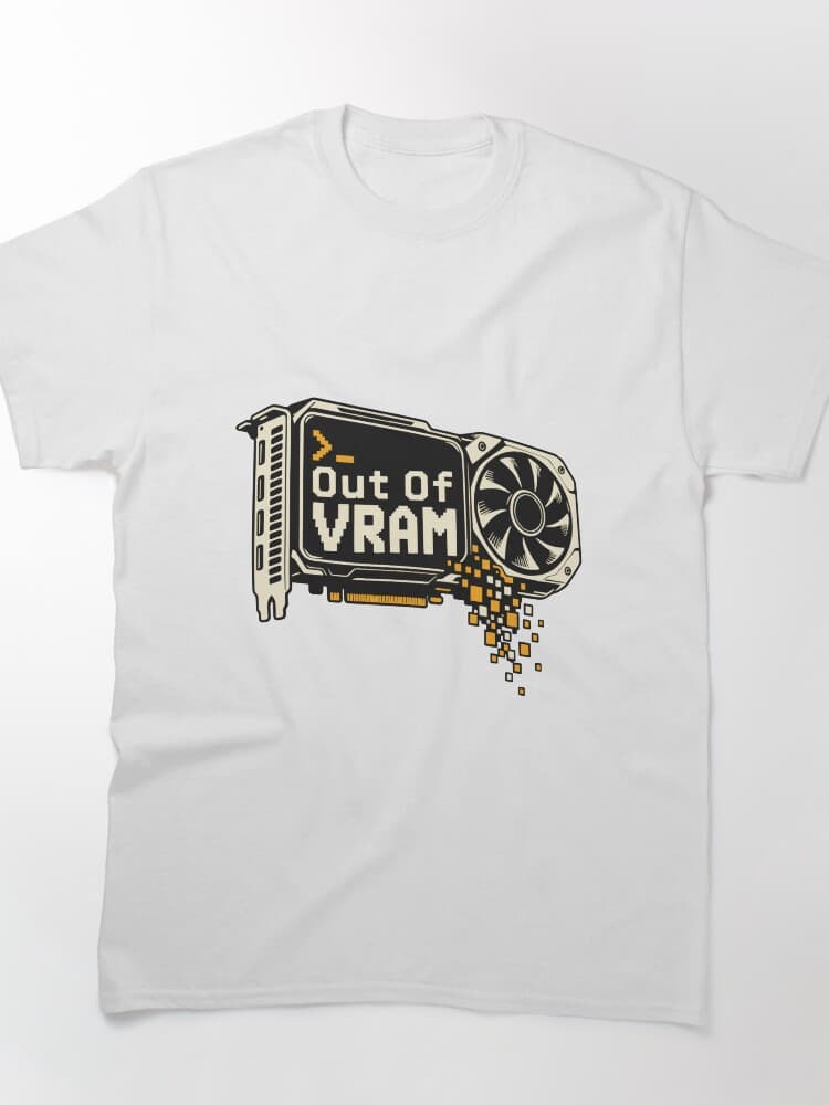 Out Of VRAM Retro Terminal Graphics Card Design – AI Hype and Reality Check design