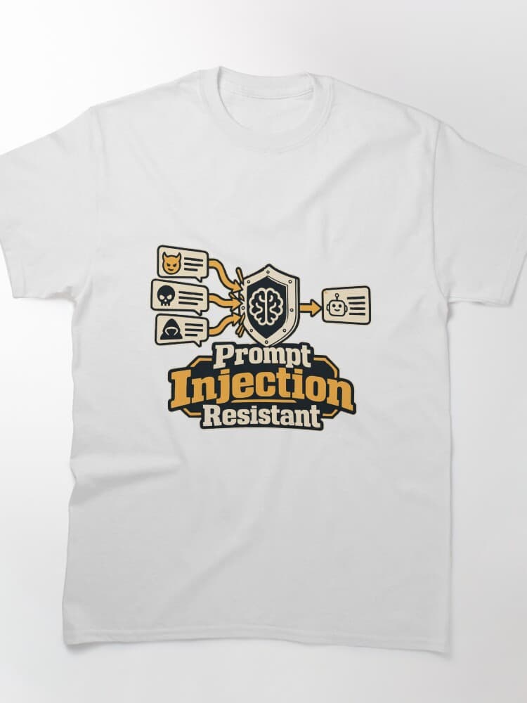 Prompt Injection Resistant Cybersecurity Graphic – AI Hype and Reality Check design