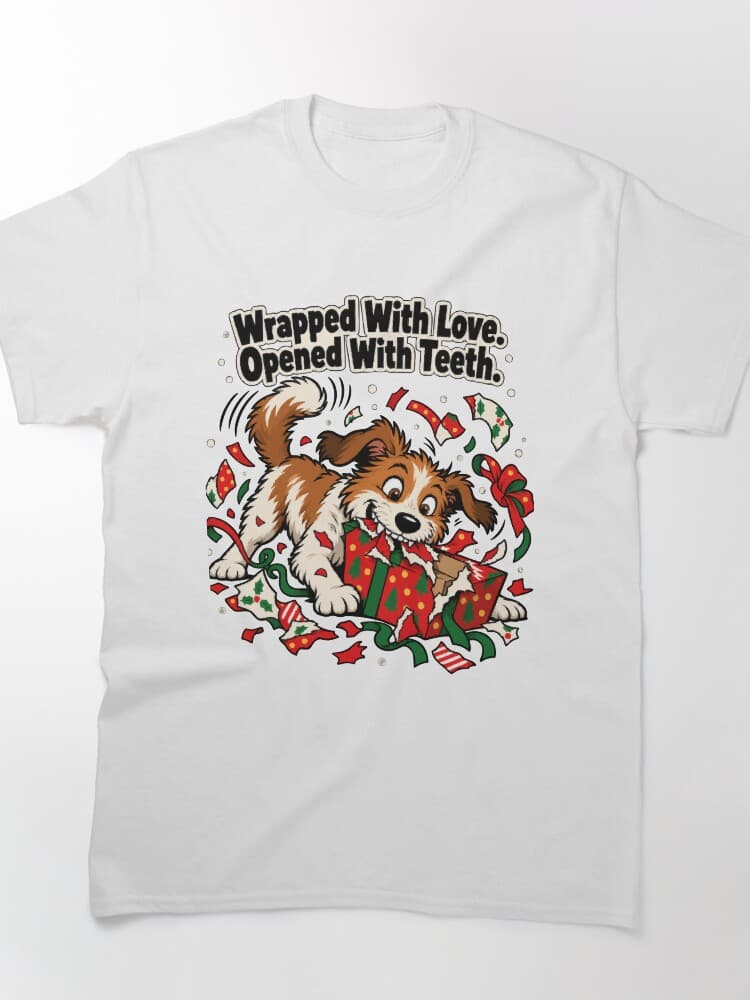 Wrapped With Love Opened With Teeth Dog Christmas Pet Humor design