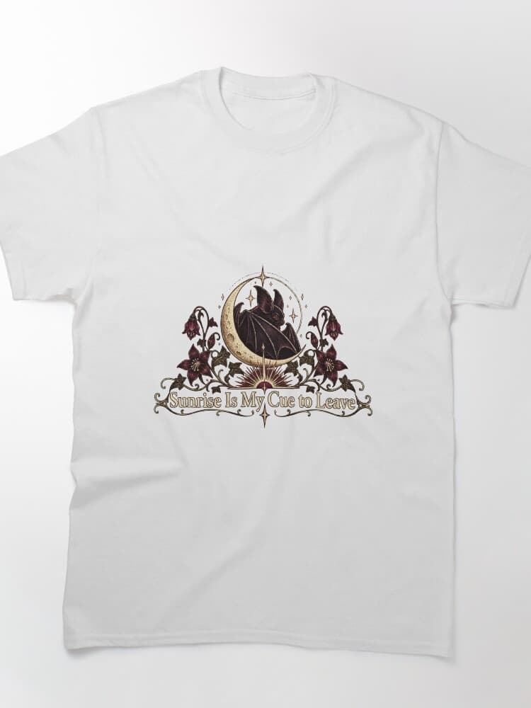 Sunrise Is My Cue to Leave Gothic Bat Crescent Moon Vampire Humor design