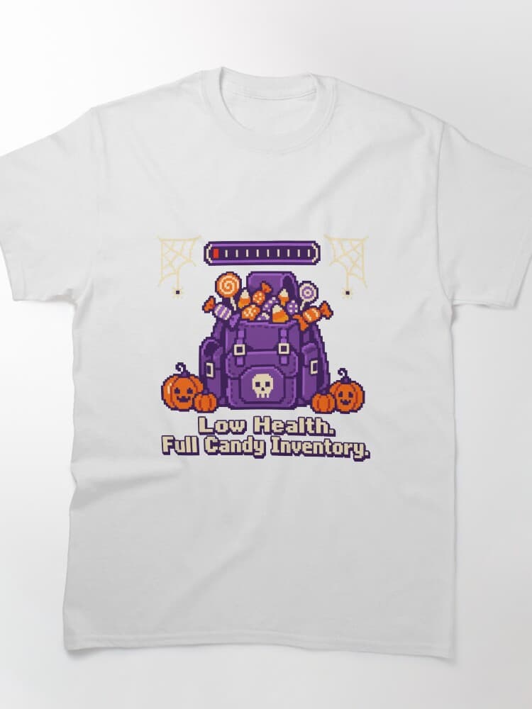Low Health Full Candy Inventory Gamer Halloween Pixel Art design