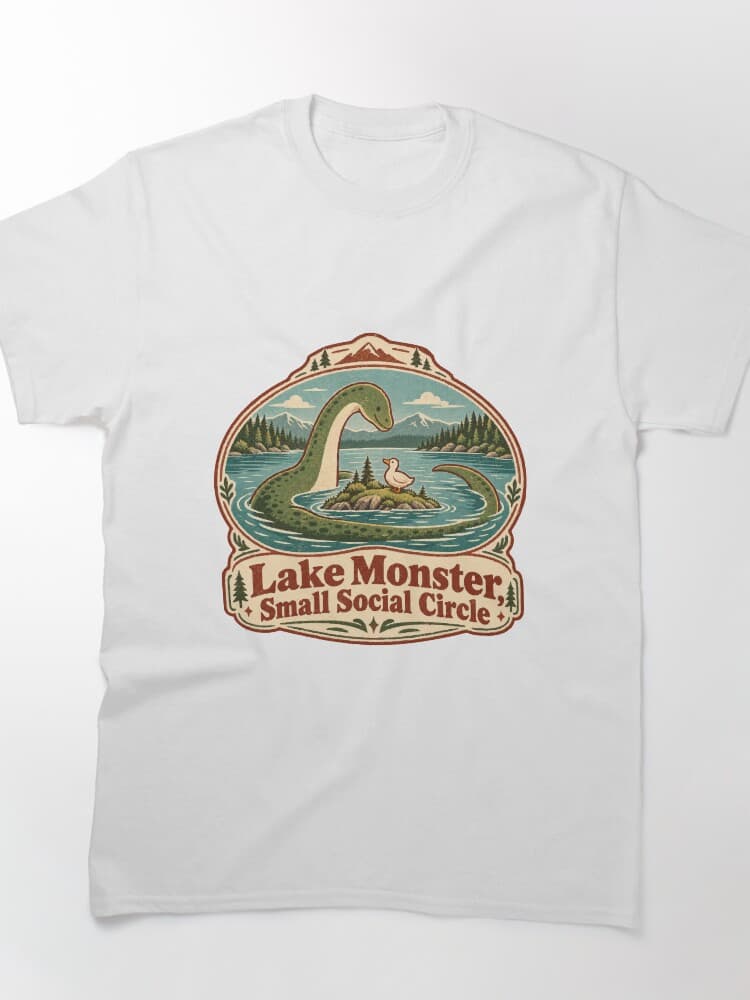 Lake Monster, Small Social Circle Vintage Cryptid Badge Humor design