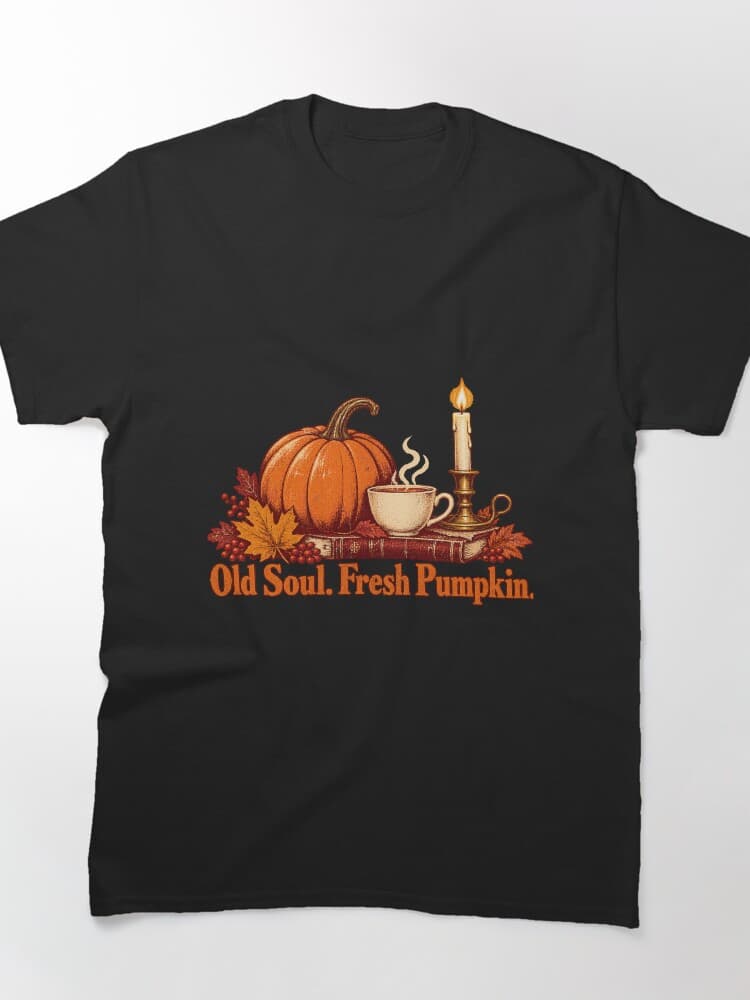 Old Soul. Fresh Pumpkin. Vintage Halloween Autumn Still Life design