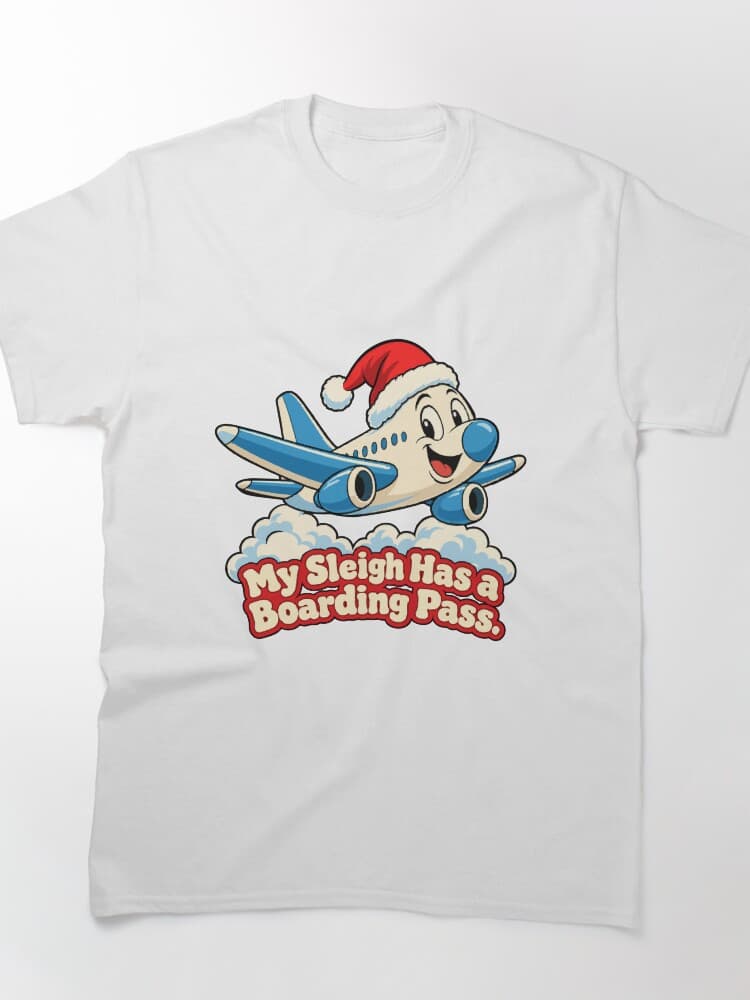 My Sleigh Has a Boarding Pass Cartoon Airplane Christmas Travel – Travel and Trips design