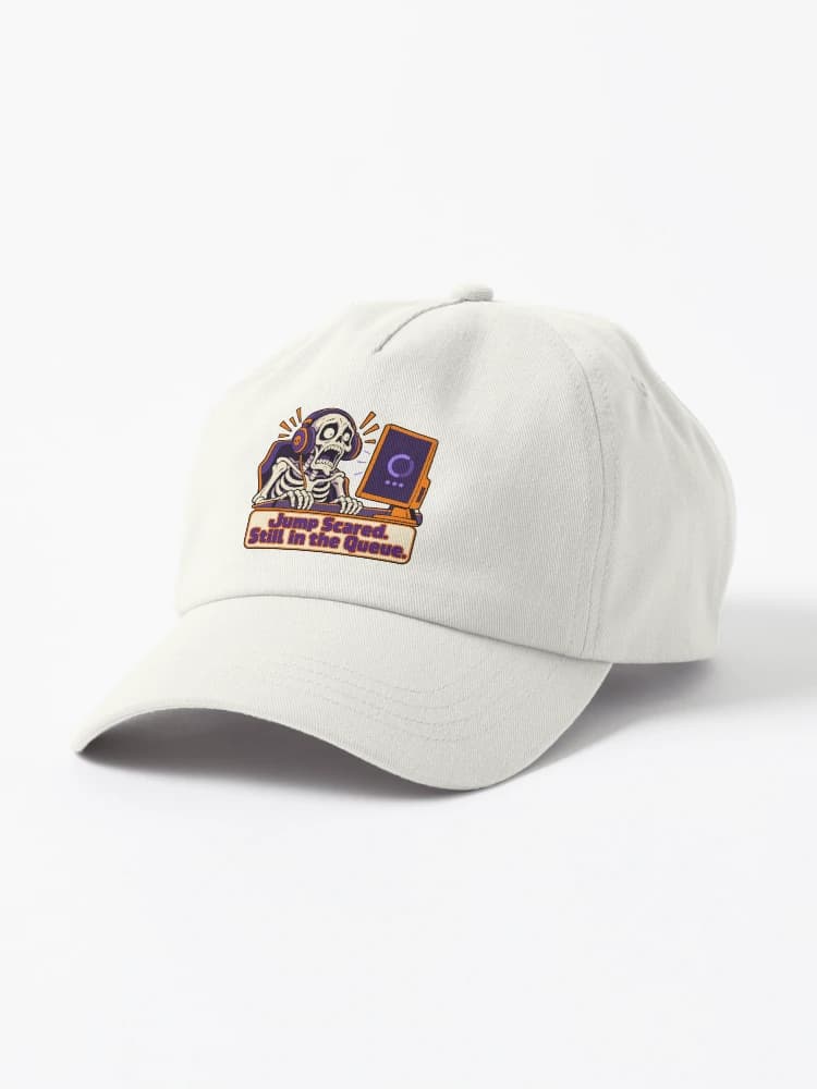 Jump Scared. Still in the Queue. Gamer Skeleton Halloween Humor on a Hat