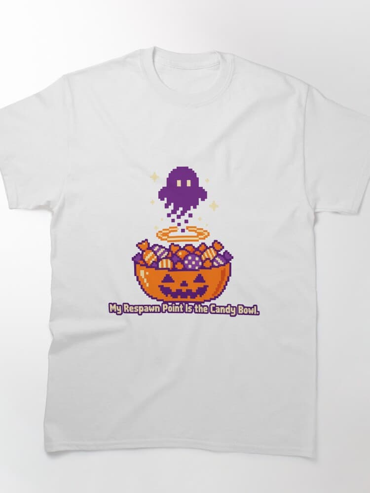 My Respawn Point Is the Candy Bowl Pixel Ghost Gamer Halloween design