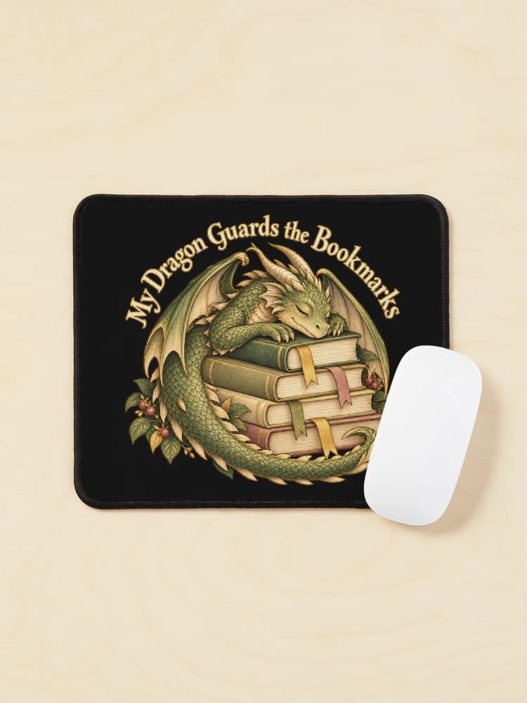 My Dragon Guards the Bookmarks Cozy Fantasy Reader on a Mouse pad
