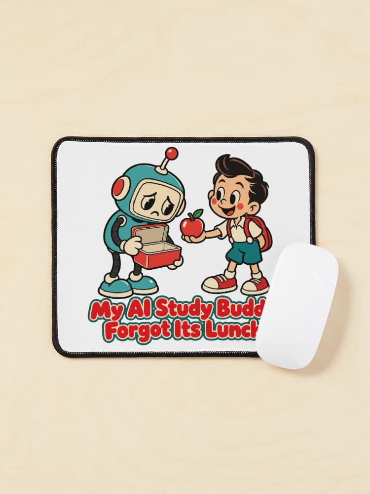 My AI Study Buddy Forgot Its Lunch Retro Robot School Humor on a Mouse pad