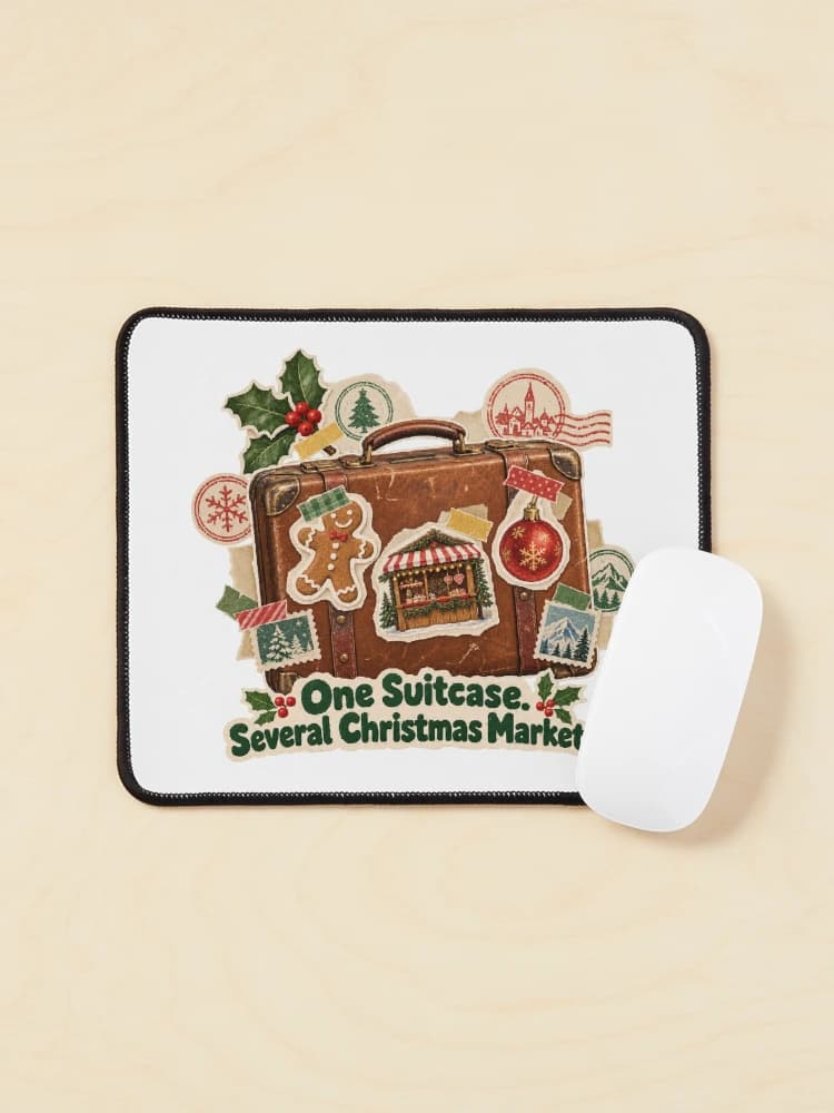 One Suitcase Several Christmas Markets Travel Scrapbook Collage on a Mouse pad