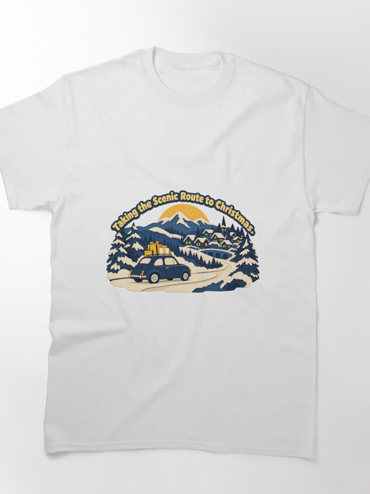 Taking the Scenic Route to Christmas Winter Road Trip Travel Art – Travel and Trips design