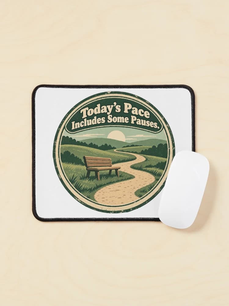Today's Pace Includes Some Pauses Vintage Hiking Rest Humor on a Mouse pad