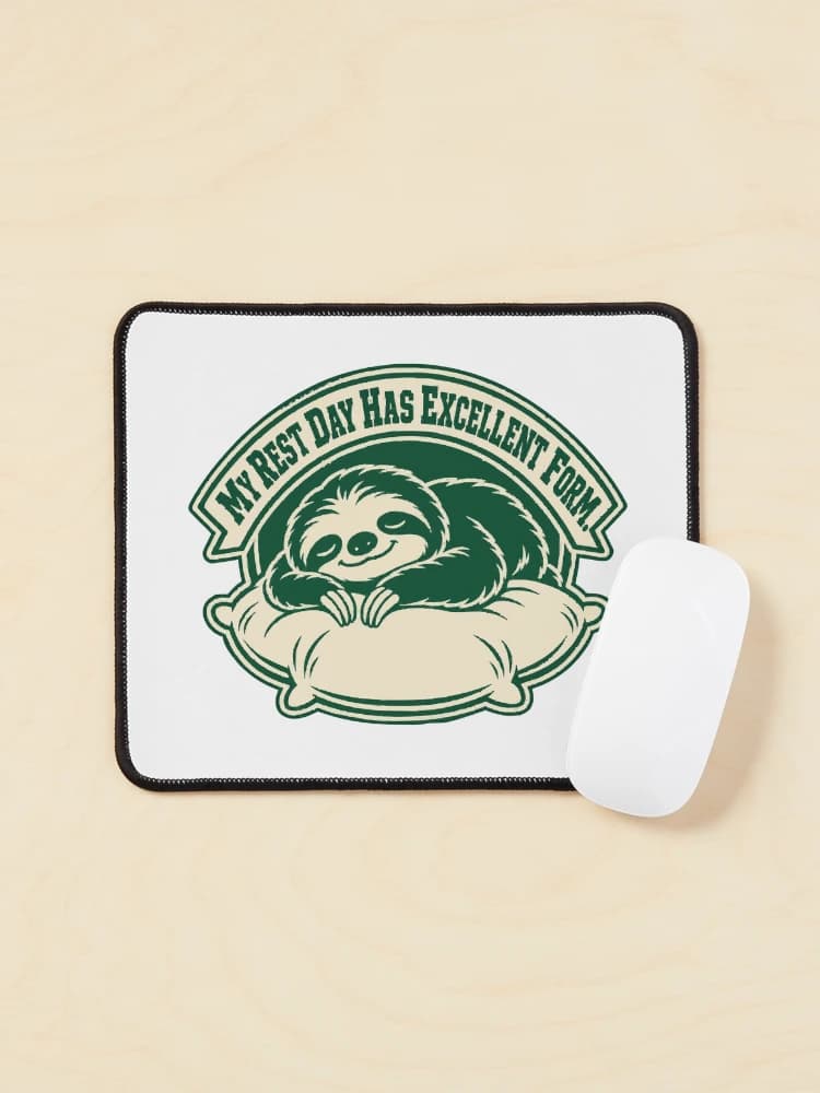 My Rest Day Has Excellent Form Sloth Gym Wellness Humor on a Mouse pad