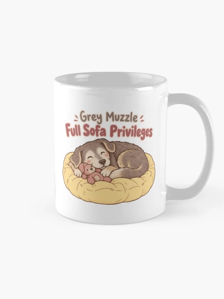 Grey Muzzle Full Sofa Privileges Senior Dog Companionship on a Mug