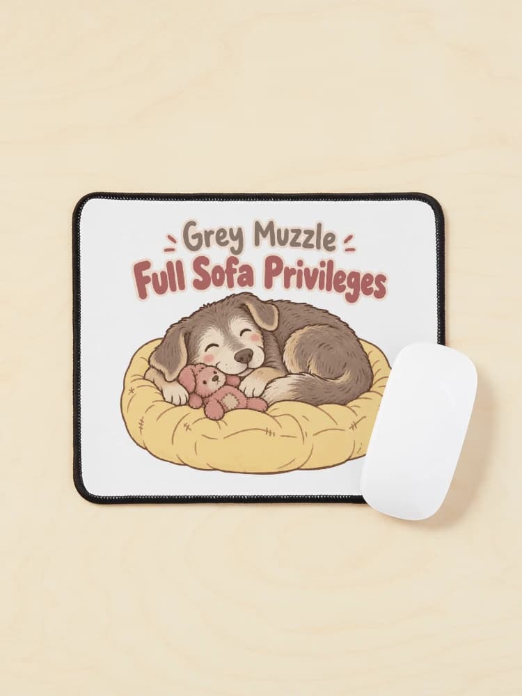 Grey Muzzle Full Sofa Privileges Senior Dog Companionship on a Mouse pad
