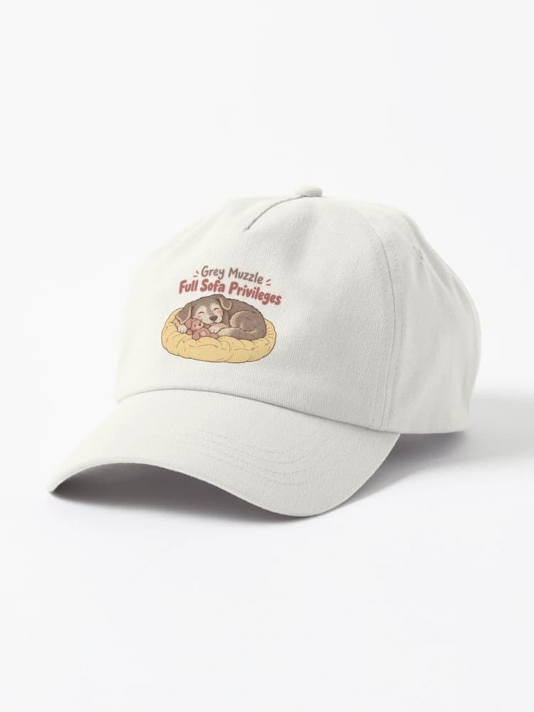 Grey Muzzle Full Sofa Privileges Senior Dog Companionship on a Hat