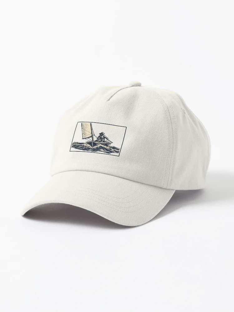 Dinghy Sailing Bow View Small Sailboat Carved Print Style on a Hat