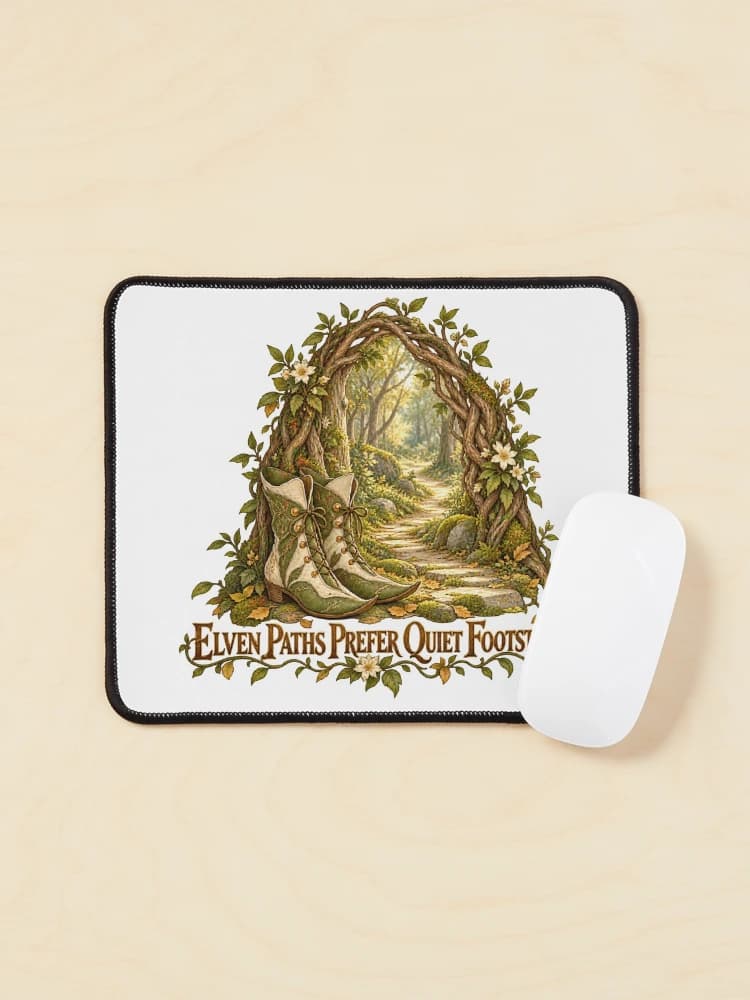 Elven Paths Prefer Quiet Footsteps Woodland Fantasy on a Mouse pad