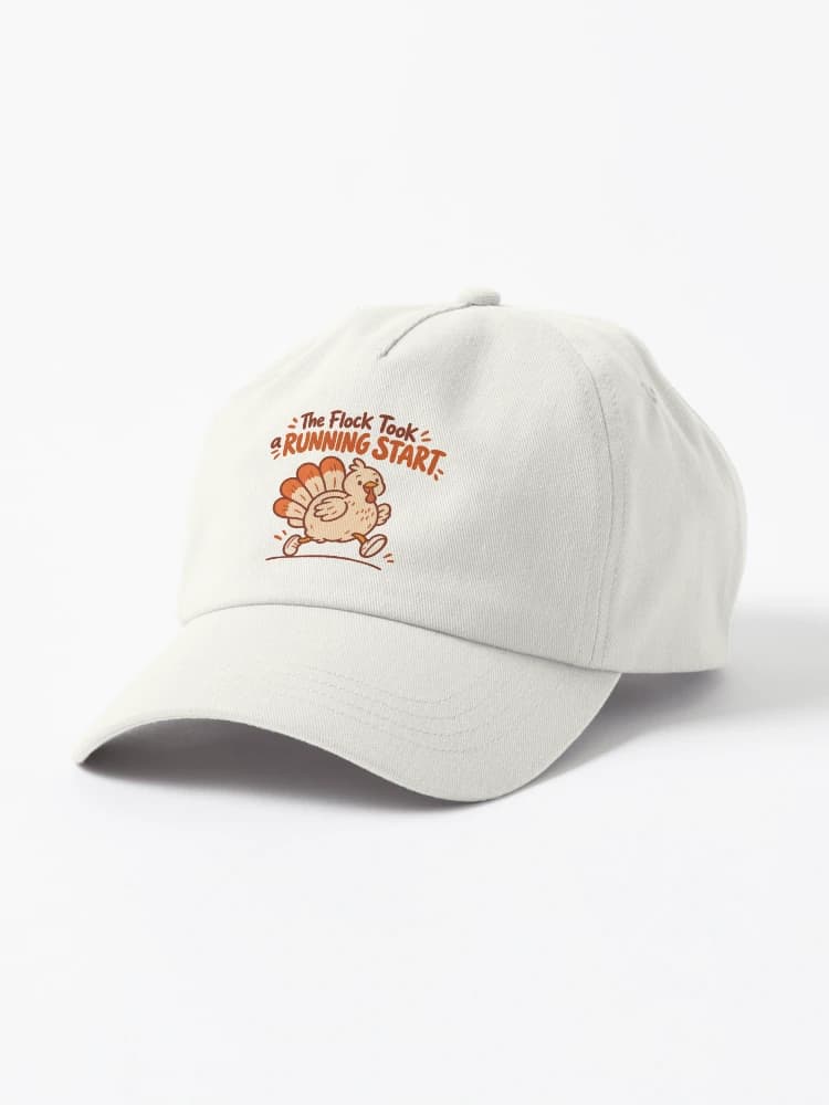 The Flock Took a Running Start Cute Turkey Fun Run Humor on a Hat