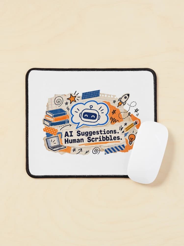 AI Suggestions Human Scribbles Back To School Tech Humor on a Mouse pad