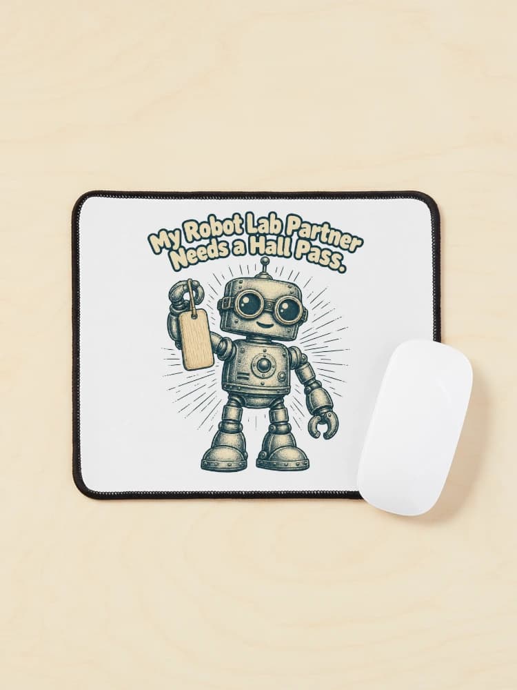 My Robot Lab Partner Needs a Hall Pass Back to School AI Humor on a Mouse pad