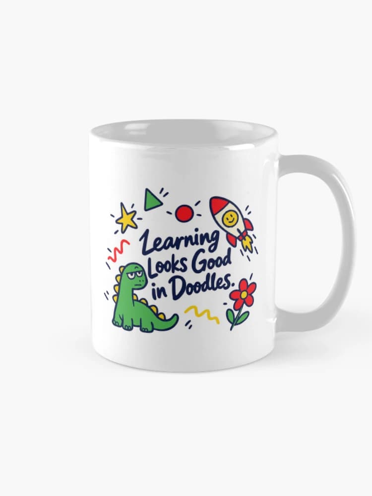 Learning Looks Good in Doodles Back to School Kid Humor on a Mug