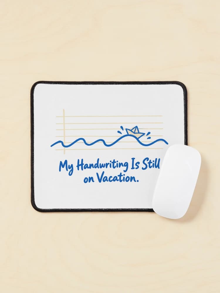 My Handwriting Is Still on Vacation Back to School Teacher Humor on a Mouse pad