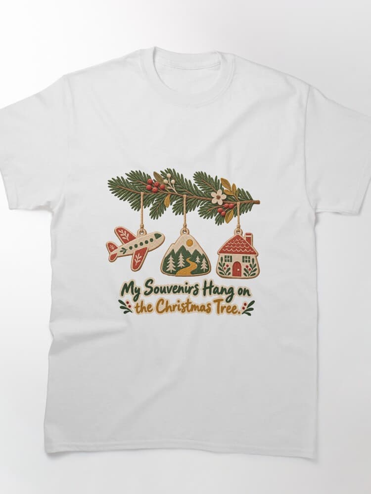 My Souvenirs Hang on the Christmas Tree Travel Ornaments Folk Art – Travel and Trips design