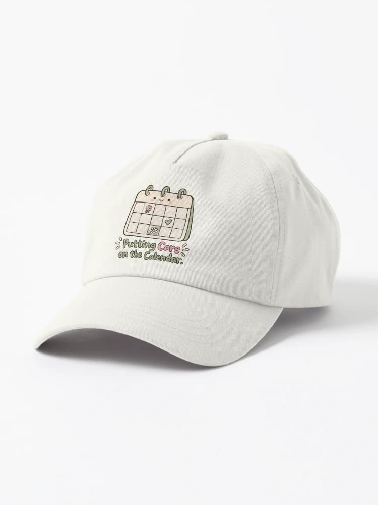 Putting Care on the Calendar Self Care Planner Kawaii Doodle on a Hat