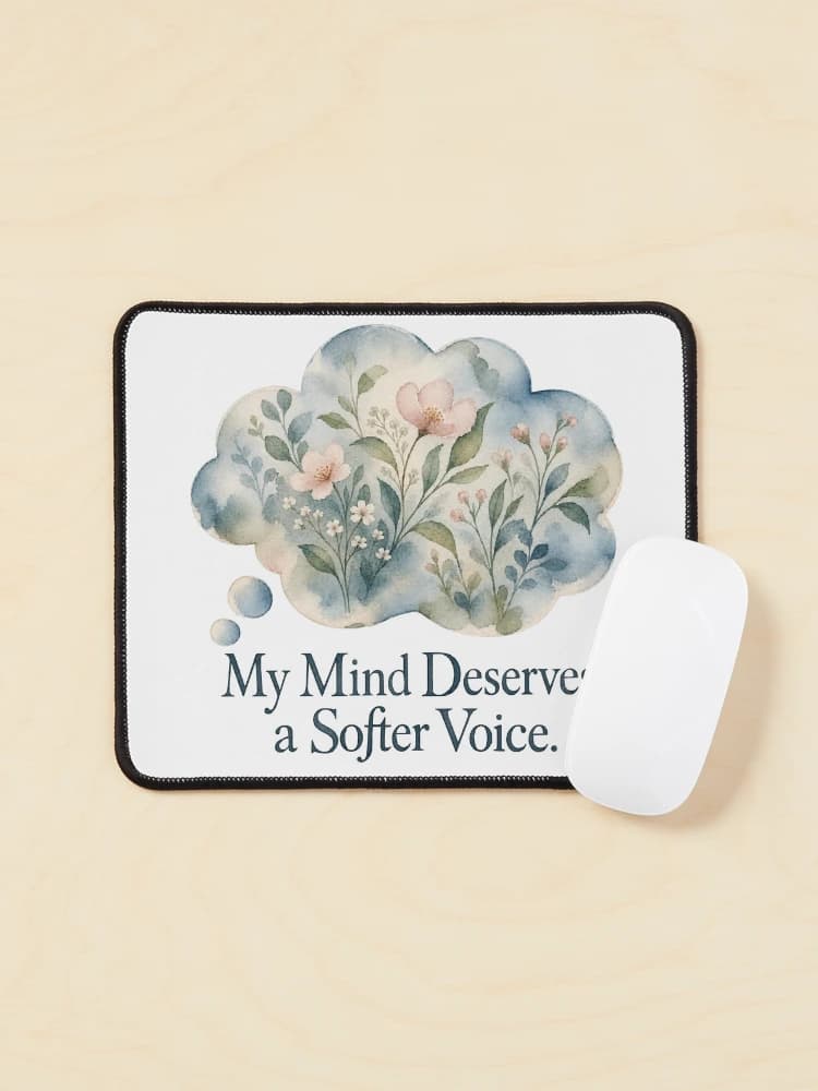 My Mind Deserves a Softer Voice Watercolor Botanical Mental Health on a Mouse pad