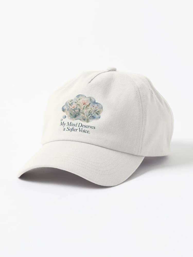My Mind Deserves a Softer Voice Watercolor Botanical Mental Health on a Hat