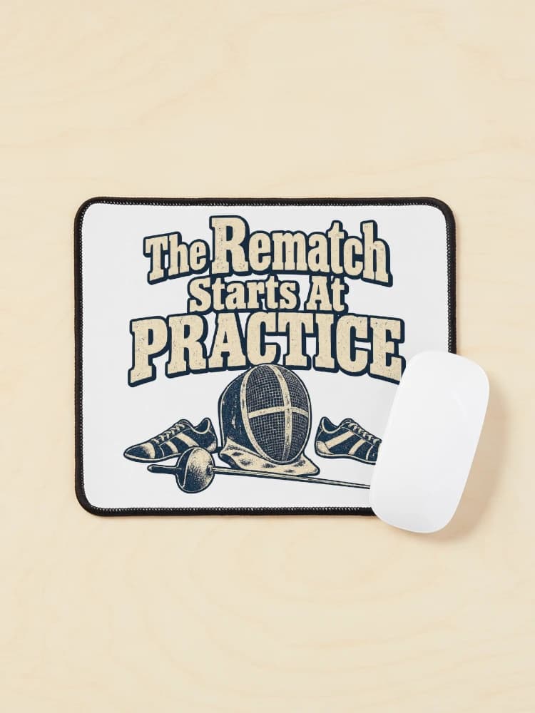The Rematch Starts At Practice Foil Fencing Vintage on a Mouse pad